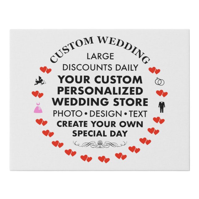 Custom Wedding Welcome Sign 14" x 11" Faux Canvas (Front)