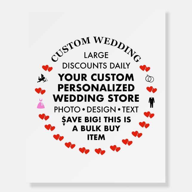 Custom Wedding Welcome Sign 16" x 20" Foam Board (Front)