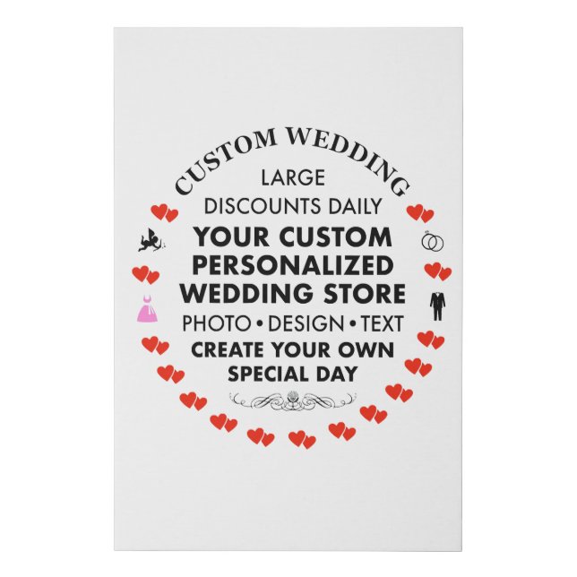 Custom Wedding Welcome Sign 24" x 36" Faux Canvas (Front)