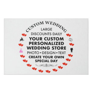 Custom Wedding Welcome Sign 36" x 24" Faux Canvas
