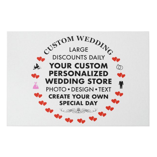 Custom Wedding Welcome Sign 36" x 24" Faux Canvas (Front)