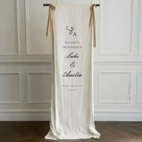 Custom Wedding Welcome Sign, Elegant Linen Fabric