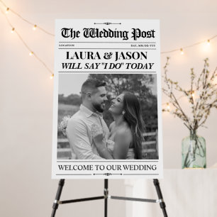 Custom Wedding Welcome Sign Newspaper Wedding