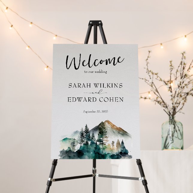 Custom Wedding Welcome Sign Rustic Forest (In Situ (Stand))