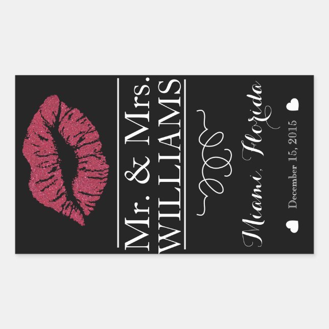 custom Wedding wine bottle label table centre lips (Front)