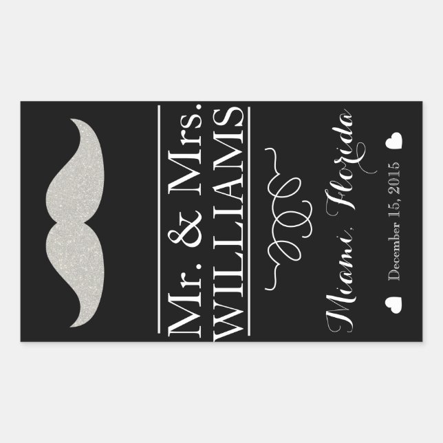 custom Wedding wine bottle label table moustache (Front)