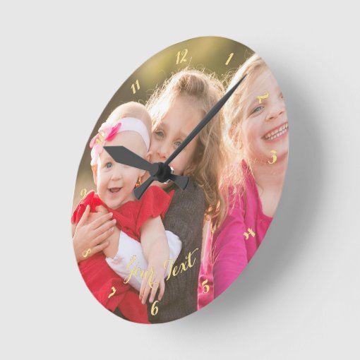 Custom Weddings Anniversary Couple Family Photo Round Clock | Zazzle