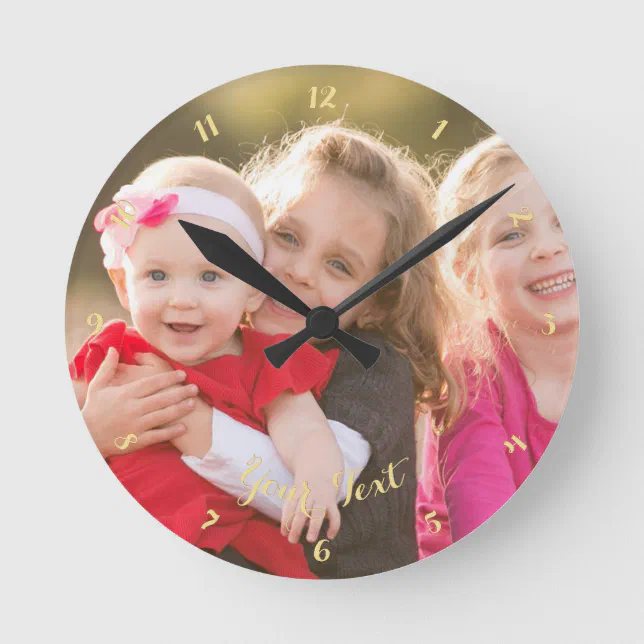 Custom Weddings Anniversary Couple Family Photo Round Clock | Zazzle