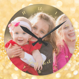 Custom Weddings Anniversary Couple Family Photo Round Clock