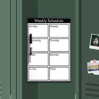 Custom Weekly Schedule -  Dry Erase Board
