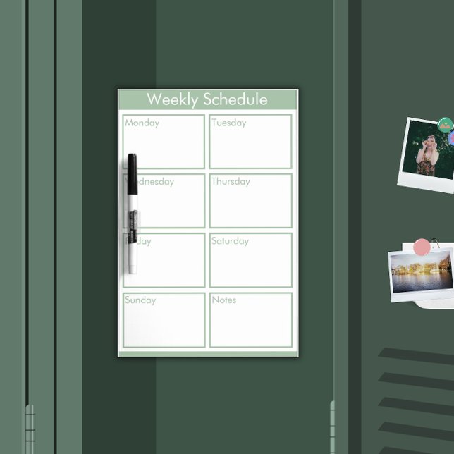 Custom Weekly Schedule -  Dry Erase Board (School Locker Magnetic Schedule Decor Organization)
