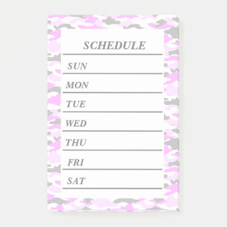 Custom Weekly Schedule Pink Camouflage Whi Post-it Notes