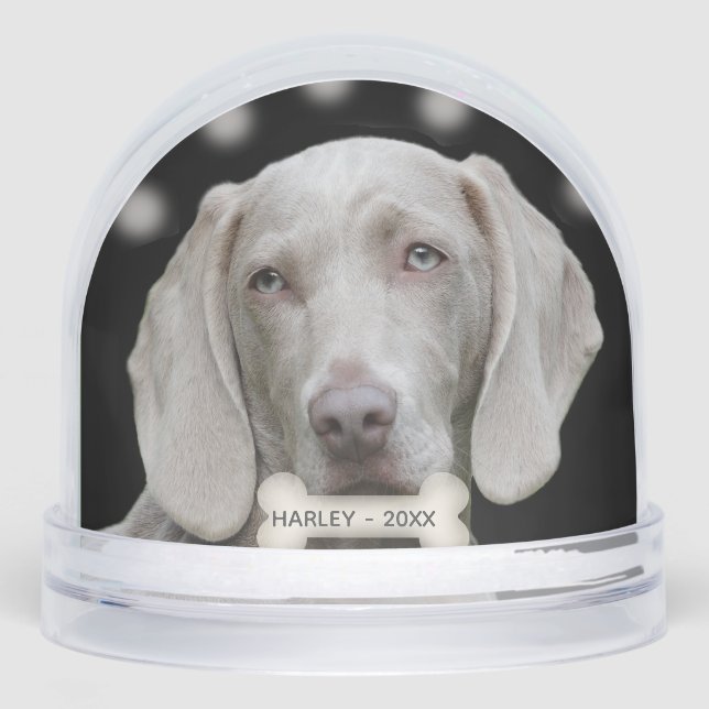 Custom Weimaraner Dog Photo Snow Globe (Front)