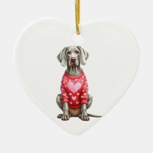 Custom Weimaraner Dog Valentine Ceramic Ornament