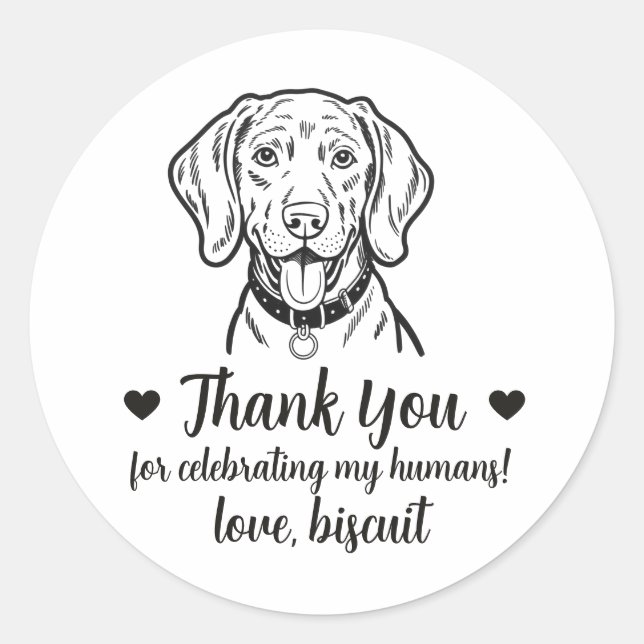 Custom Weimaraner Dog Wedding Favor Stickers (Front)