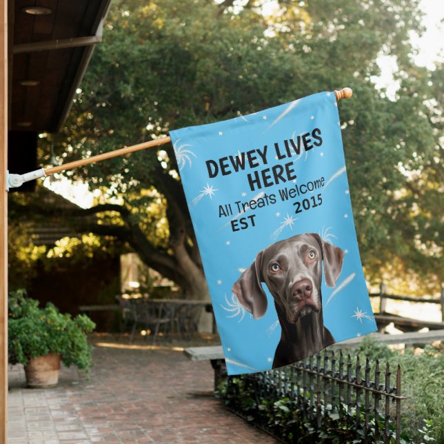 Custom Weimaraner House Flag (In SItu)
