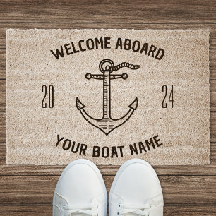 Custom Welcome Aboard Boat Name Fiber Doormat