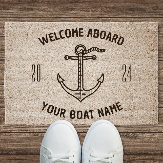 Custom Welcome Aboard Boat Name Fiber Doormat (Creator Uploaded)