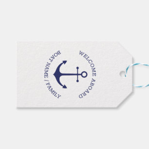 Custom Welcome Aboard name nautical anchor Gift Tags