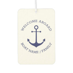 Custom Welcome Aboard nautical anchor blue white Air Freshener