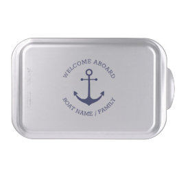 Custom Welcome Aboard nautical anchor navy blue Cake Pan