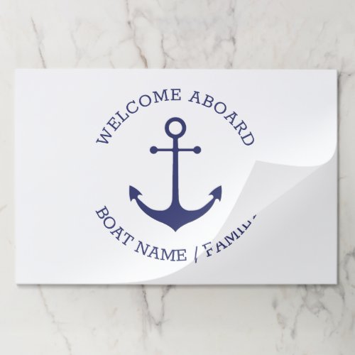Custom Welcome Aboard nautical anchor placemats