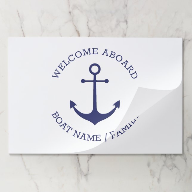 Custom Welcome Aboard nautical anchor placemats (Folded)
