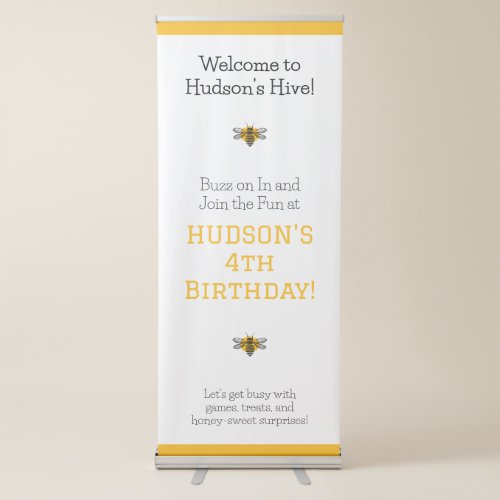 Custom Welcome Birthday Banner Party Bee Day Stand