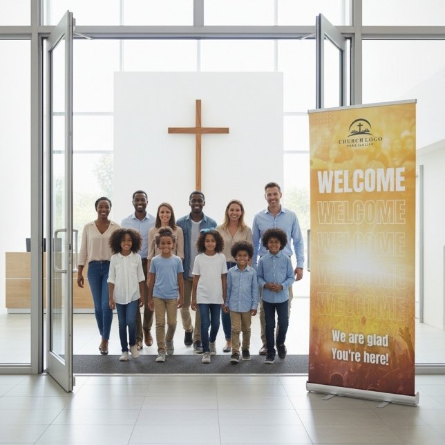 Custom Welcome Church Vertical Retractable Banner (Custom Welcome Church Vertical Retractable Banner)