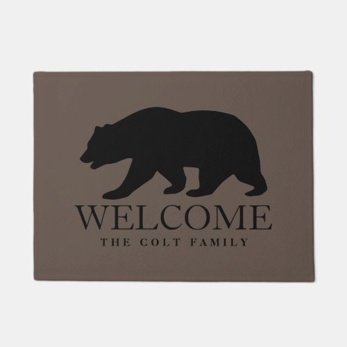 Custom welcome door mat with black bear logo