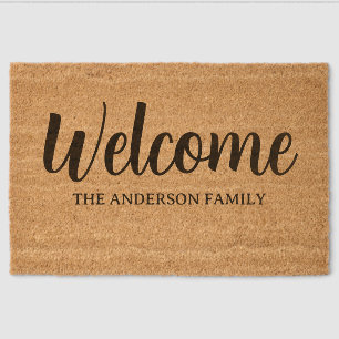 Custom Welcome Doormat – Cute Modern Calligraphy Fiber Doormat