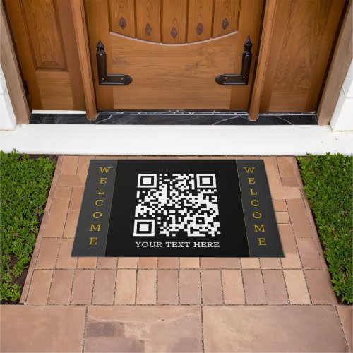 Custom WELCOME doormat with QR Code Black White
