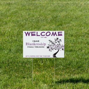 Custom Welcome Family Reunion Tree Double Sided Sign