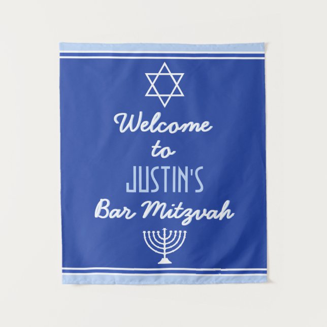 Custom Welcome for Bar Mitzvah Tapestry (Front)