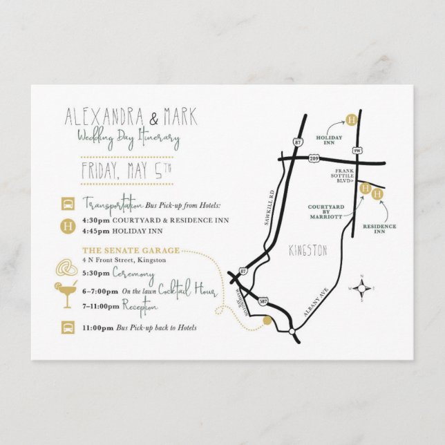 Custom Welcome Map Card for ALEX & MARK (Front)