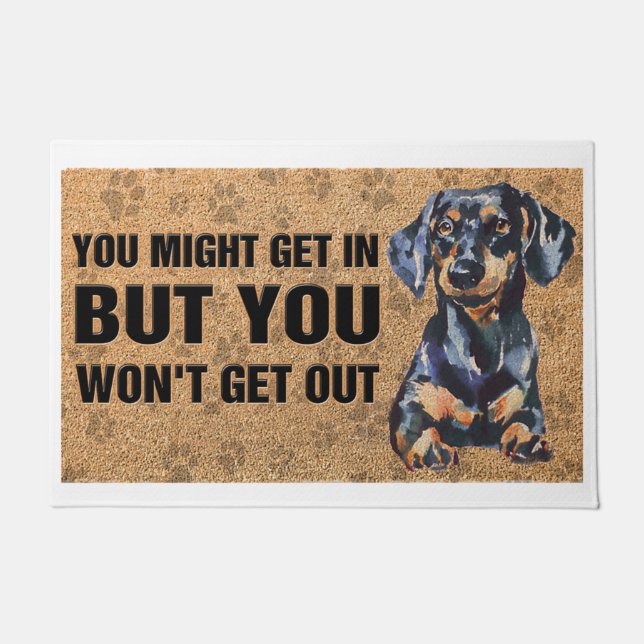 Custom Welcome Mat/Dog Lover/Dachshund Decor Doormat (Front)
