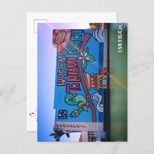 Custom Welcome Miami Beach Florida Graffiti Mural Postcard