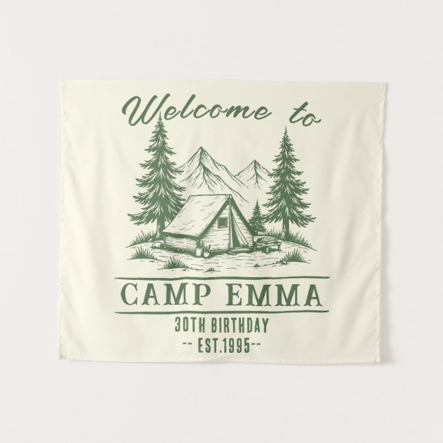 Custom "Welcome to Camp" Birthday  Tapestry (Front (Horizontal))