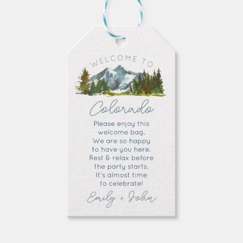 Custom Welcome to Colorado wedding Tag