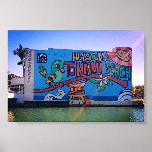 Custom Welcome to Miami Beach Florida Graffiti  Poster