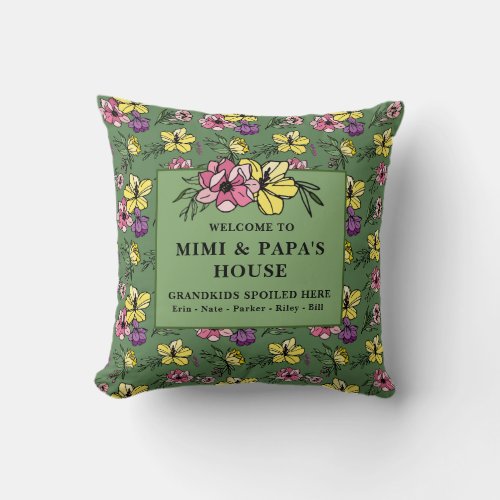 Custom Welcome to Mimi  Papas House Throw Pillow