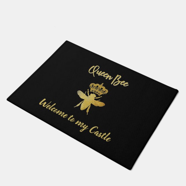 Custom Welcome to my Castle QUEEN BEE Funny Rug (Angled)