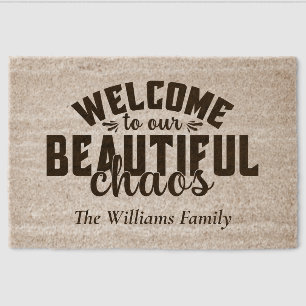 Custom Welcome to Our Beautiful Chaos Funny Coir Fiber Doormat