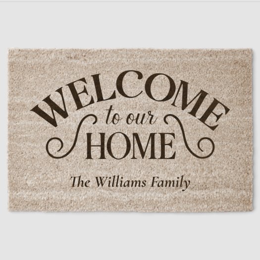 Custom WELCOME to Our Home Family Name Coir 