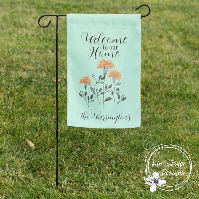 Custom "Welcome to Our Home" Yellow Wildflowers Garden Flag (Creator Uploaded)