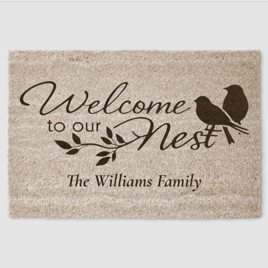 Custom WELCOME to Our Nest Birds Tree Branch Coir