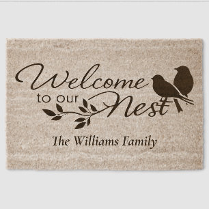 Custom WELCOME to Our Nest Birds Tree Branch Coir Fiber Doormat