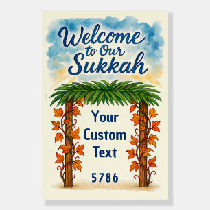 Custom Welcome to Our Sukkah Watercolor Sukkot Foam Board