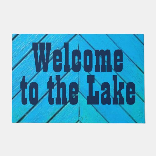 Custom Welcome to the Lake BLUE Rustic Wood Look Doormat