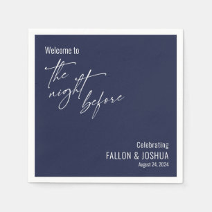 Custom Welcome to The Night Before Navy Blue Sign Napkins